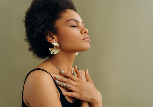 Woman meditating with eyes closed