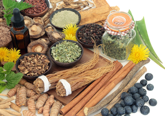 Table filled with adaptogens