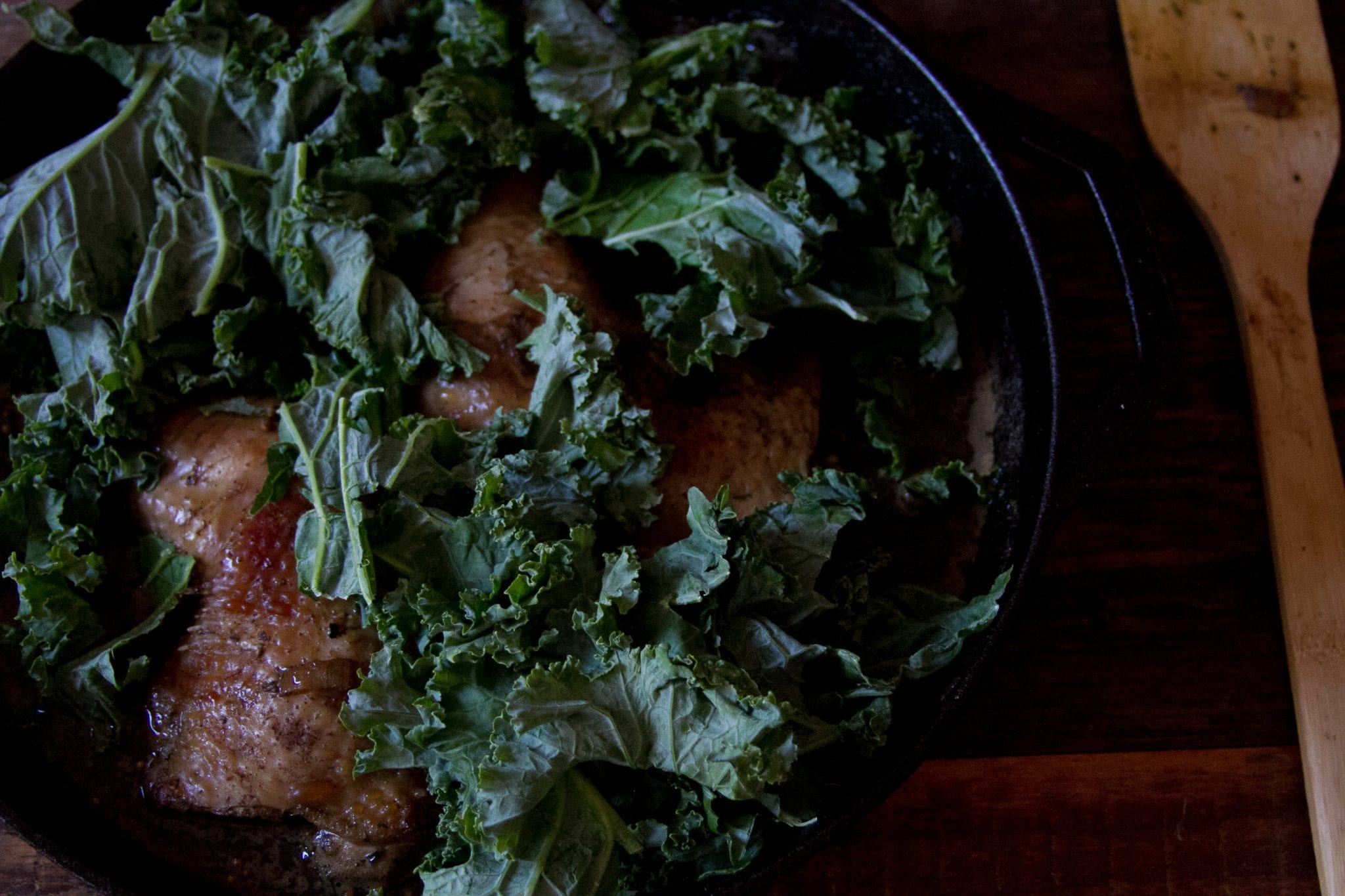 Slow Simmered Chicken With Coriander And Kale