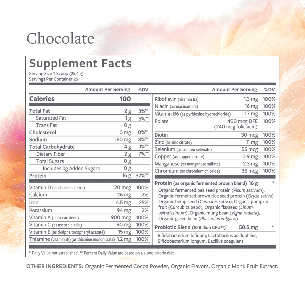 Daily Shake Superblend Chocolate Nutrition Fact Sheet
