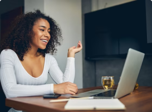 Woman at a laptop computer