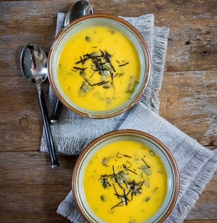 Two bowls of soup.