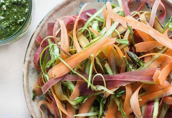 Spring Pesto With Vegetable Noodles