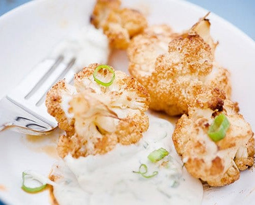 Buffalo Cauliflower With Vegan Cashew Ranch Sauce