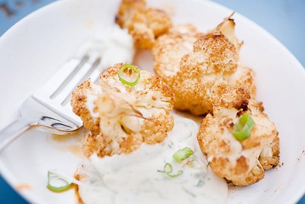 Buffalo Cauliflower With Vegan Cashew Ranch Sauce