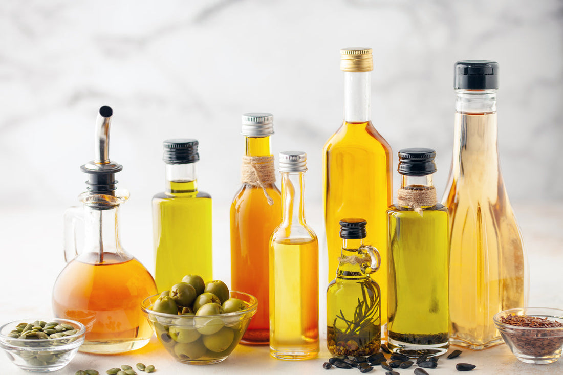 glass containers with various seed oils