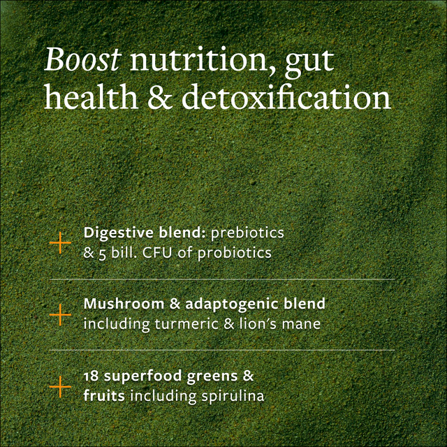 Background of greens powder. Boost nutrition, gut health & detoxification.		