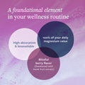 Purple gradient background with text: A foundational element in your wellness routine.