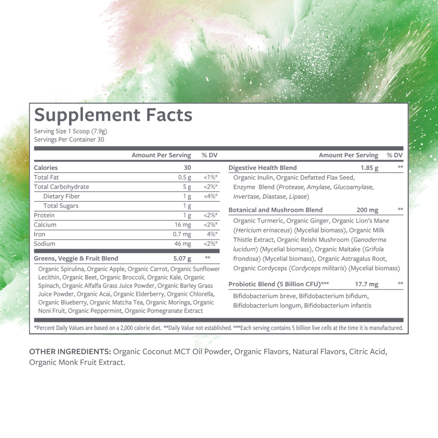 Clean Greens Nutrition Facts