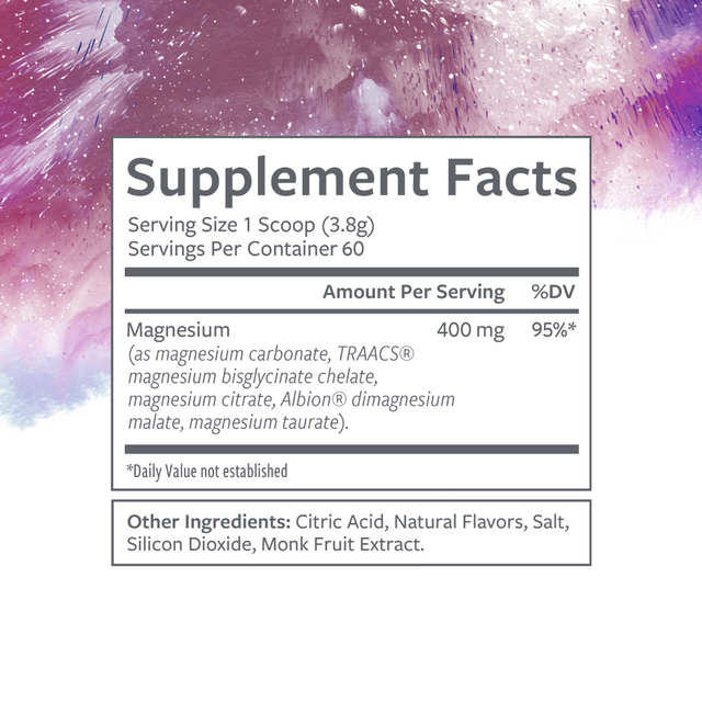 Purple background with Total Magnesium nutrition facts.