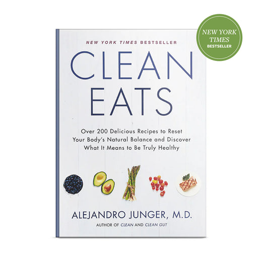 Book cover of 'Clean Eats' with illustrations of food items and New York Times Bestseller badge.