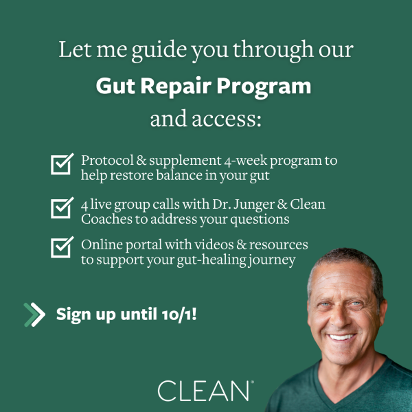 Gut Repair Program Overview: 4-week supplement and protocol to restore balance, 4 live group calls, online resource-rich portal to support your gut healing journey. Sign up until October 1st