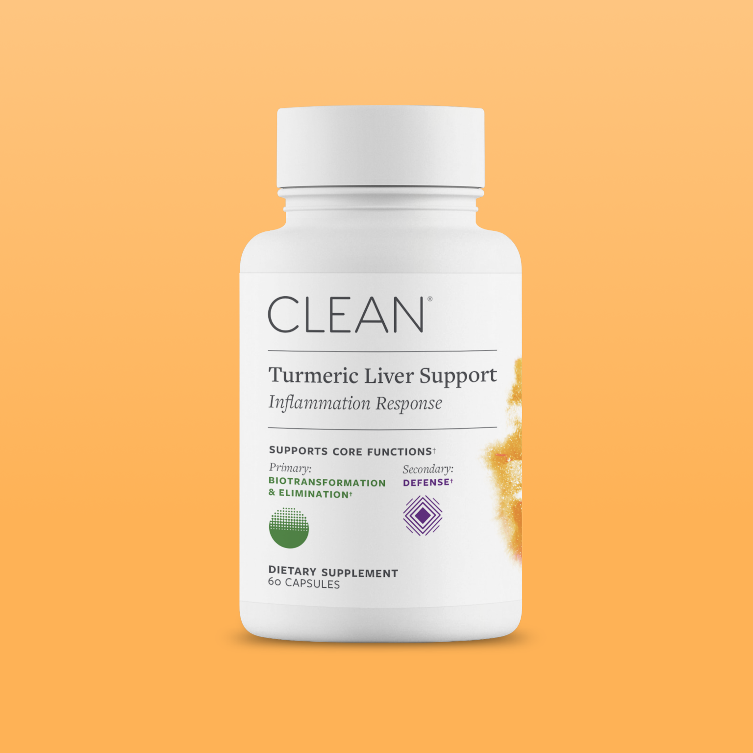 Jump to Turmeric Supplement bottle labeled 'Clean' on a solid background in product gallery