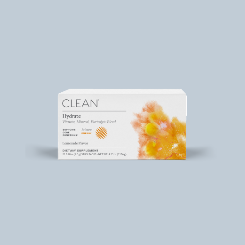 Hydrate Electrolytes product image. Product card text: Vitamin, Mineral & pH Balancing Blend